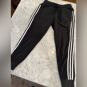 adidas Women's Black Joggers with White Stripes